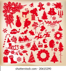 christmas time shapes, set of vector designs