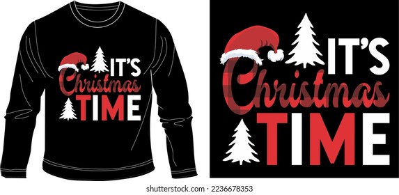 its christmas time t shirt graphic design vector illustration 