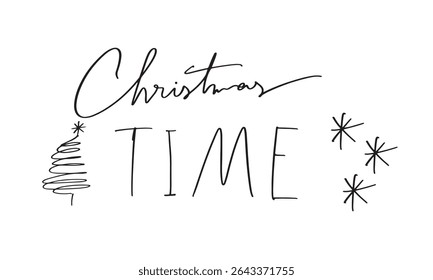 Christmas time tree pine snowflake object icon black color sign symbol merry christmas happy new year 2026 2027 2028 time calendar Christmas time tree pine snowflake text font calligraphy hand written