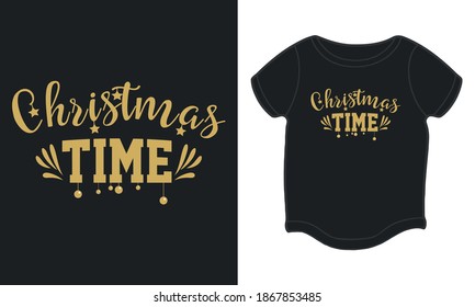 "Christmas time" typography Christmas t-shirt design.
