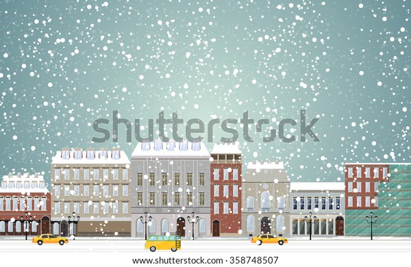 Christmas time. Urban and landscapes. Vector\
flat illustration