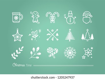 Christmas Time vector icon set 4