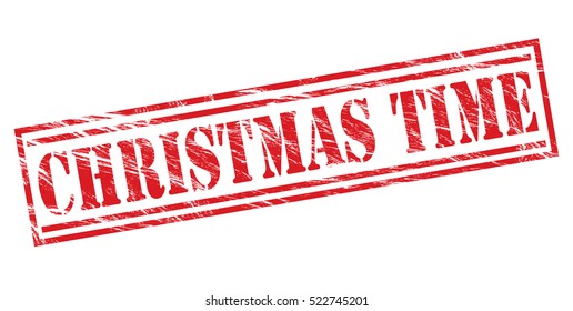 christmas time vector red stamp on white background