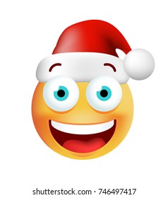 Christmas Time . Very Happy Cute Emoticon on White Background. Isolated Vector Illustration 