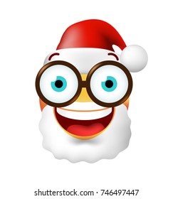 Christmas Time . Very Happy Cute Emoticon on White Background. Isolated Vector Illustration 