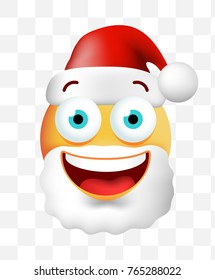 Christmas Time . Very Happy Cute Emoticon on Transparent Background. Isolated Vector Illustration 