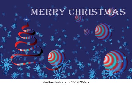 Christmas tinsel, snowflakes of different colors, balls and snow on a deep blue background vector