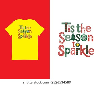 Natal Esta é a época para Sparkle Christmas-Vetor Logo, eps, ícone, símbolo, arte, moda