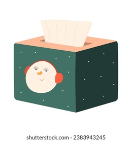 Christmas Tissue Box for festive decoration. Christmas tissue container. Flat vector illustration.   