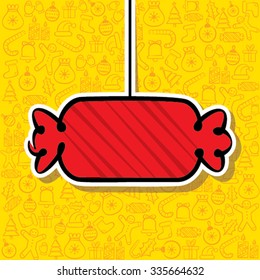 christmas toffee,label with christmas object pattern background vector