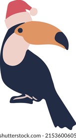  christmas toucan plana con sombrero de navidad