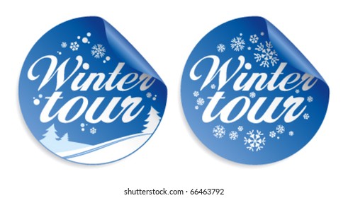 Christmas tour vector stickers set.