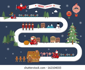 christmas town vector/illustration