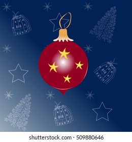 christmas toy- ball and christmas pattern