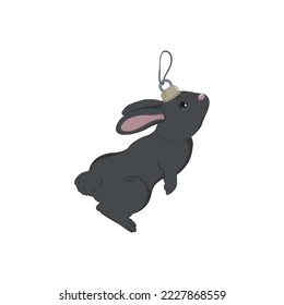 christmas toy black rabbit; vector; illustration; decoration new year; template; element; vintage