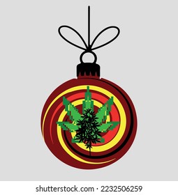 juguete de navidad con patrón de cannabis