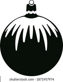Christmas toy for decorating the Christmas tree. Black silhouette on a white background. Vector image for creating illustrations for the New year.