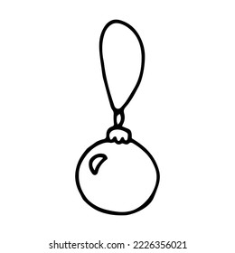 Christmas toy doodle style vector illustration isolated on white background. Xmas tree decoration Hand drawn graphic