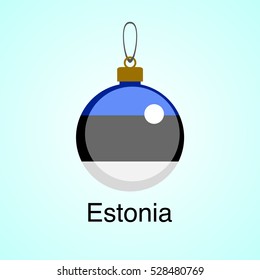 Christmas toy flag. Estonia. Vector