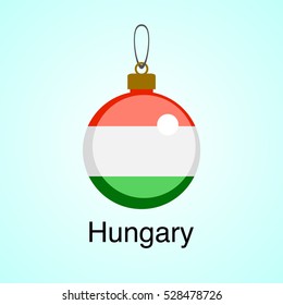 Christmas toy flag. Hungary. Vector
