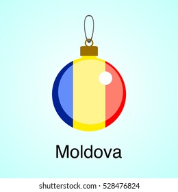 Christmas toy flag. Moldova. Vector