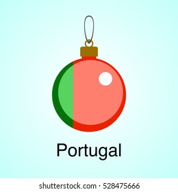 Christmas toy flag. Portugal. Vector