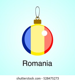 Christmas toy flag. Romania. Vector