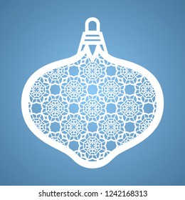Christmas toy with geometric pattern. Laser Cutting template for greeting cards, envelopes, invitations, interior elements. Vector xmas paper cutting ornamental panel. Die cut card.