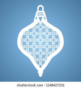 Christmas toy with geometric pattern. Laser Cutting template for greeting cards, envelopes, invitations, interior elements. Vector xmas paper cutting ornamental panel. Die cut card.