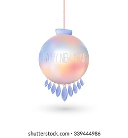 Christmas toy Happy New Year. Lettering