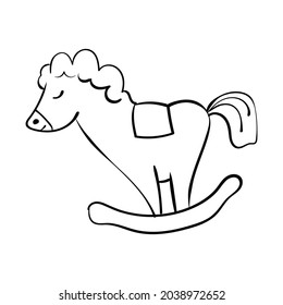 Christmas Toy Horse, Hand Drawn Vector Object 