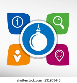Christmas toy and icons set vector illustration. Modern Flat style 