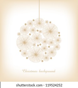 Christmas toy. Light greeting template for Christmas design. Lace decor for Christmas tree. Xmas card. Christmas ball