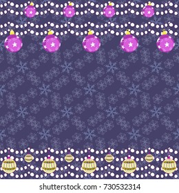 Christmas toy on the tree background. Vector seamless pattern.
