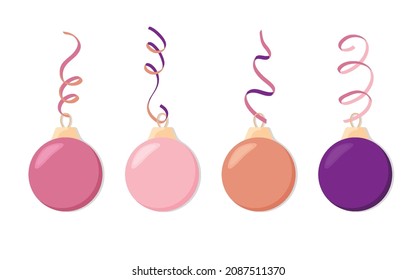 Christmas toy on a tree. A set of glass balls.Vektor.Illustration