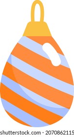 Christmas toy with orange stripes, illustration, vector, on a white background.