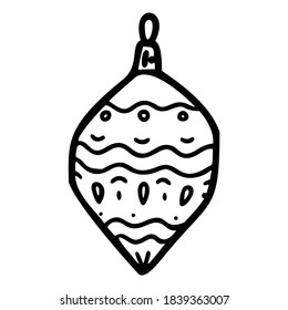 Christmas toy outline hand drawn logo element. Xmas doodle icon element for logo. Christmas toys hand drawn icon. Modern simple style. Vector illustration isolated on white background.