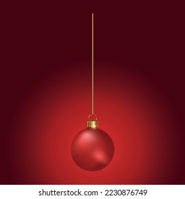 Christmas toy - red ball on a gold thread