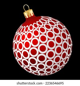 Christmas toy - red ball with white patterns