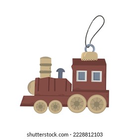 tren rojo de juguete de Navidad; vector; ilustración; La decoración de Año Nuevo; plantilla; elemento; vintage