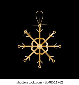 Christmas toy with sequins and glitter. Christmas decorations. Vector golden objects on a black background.