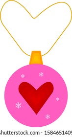 christmas toy in the shape of a ball with a pattern of red heart and white snowflakes object on a white background a symbol of christmas and winter