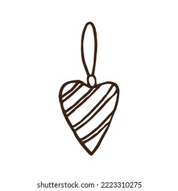 Christmas toy in the shape of a heart with lines