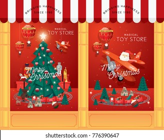 Christmas Toy Shop Window Display Vector/illustration
