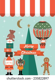 christmas toy shopfront display vector/illustration