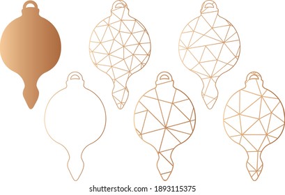 Christmas toy silhouettes. Kit geometric design on white background