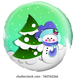 Christmas toy, snowman with Christmas tree
