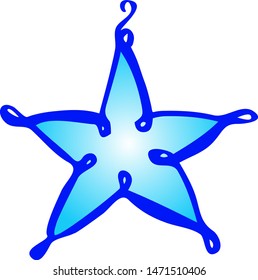 Christmas toy star on a white background hand draw isolated Vector illustration for happy new year