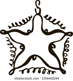Christmas toy star on a white background hand draw isolated Vector illustration for happy new year