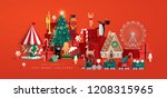 christmas toy store greeting card template vector/illustration